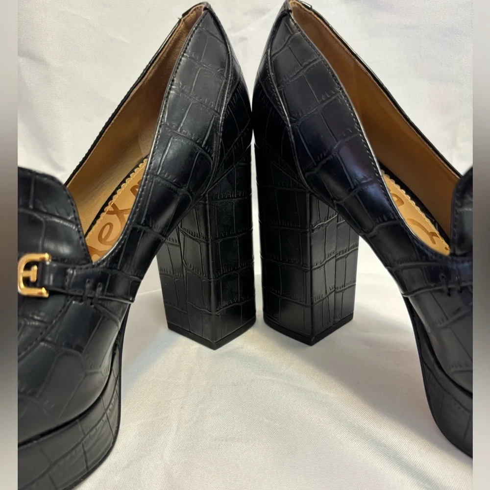 Sam Edelman Black Aretha Platform Loafer Pumps Boho Chic Women’s Size 7 - Picture 8 of 14